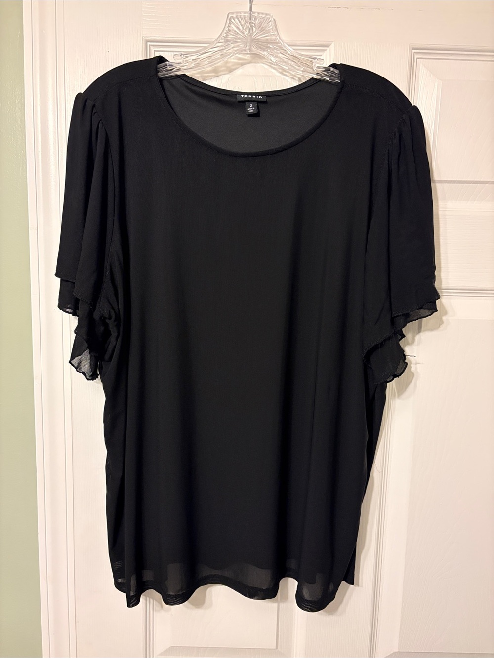 torrid Black Layered Flutter Sleeve Top
